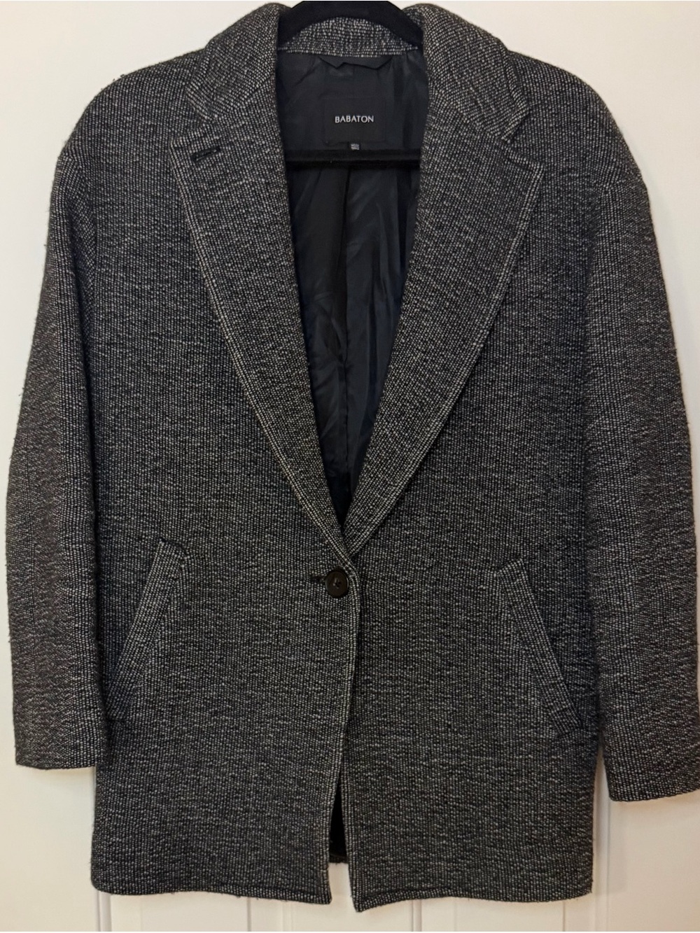 Aritzia Babaton Henry Wool Coat Charcoal Tweed Italian Fabric